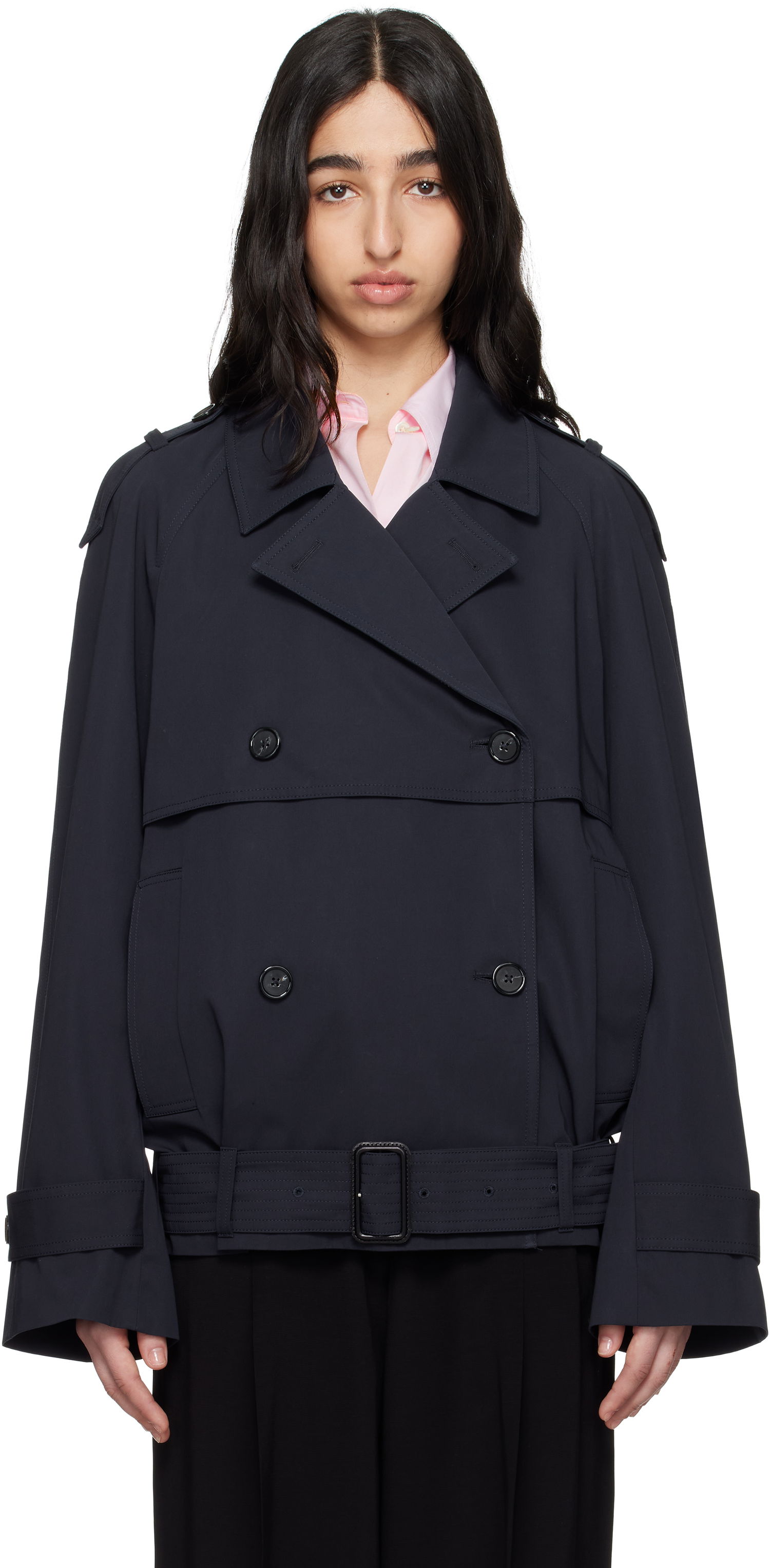 Тренчкот TOTEME TOTEME Short Trench Jacket Тъмно синьо | 252-WRO0174-FB0379, 0