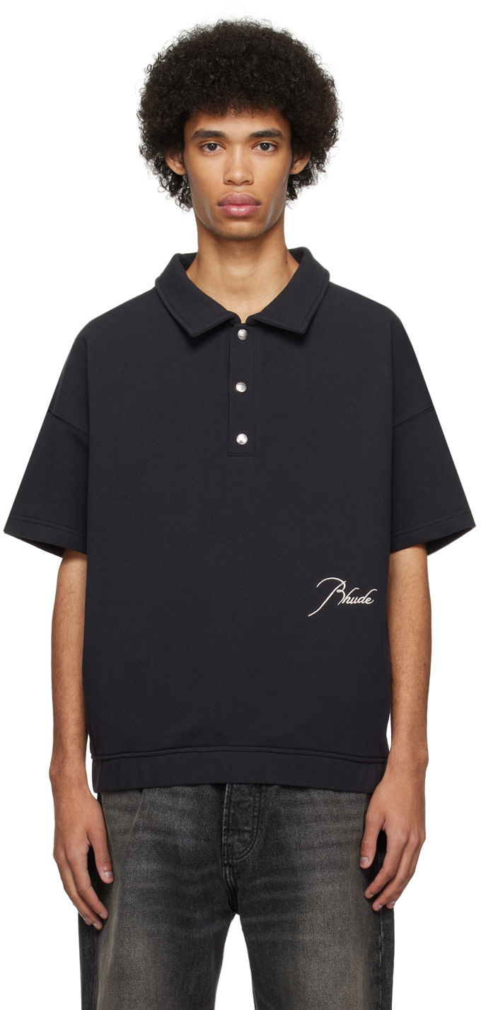 Поло тениска Rhude Embroidered Polo Черно | RHPS24SH15320372