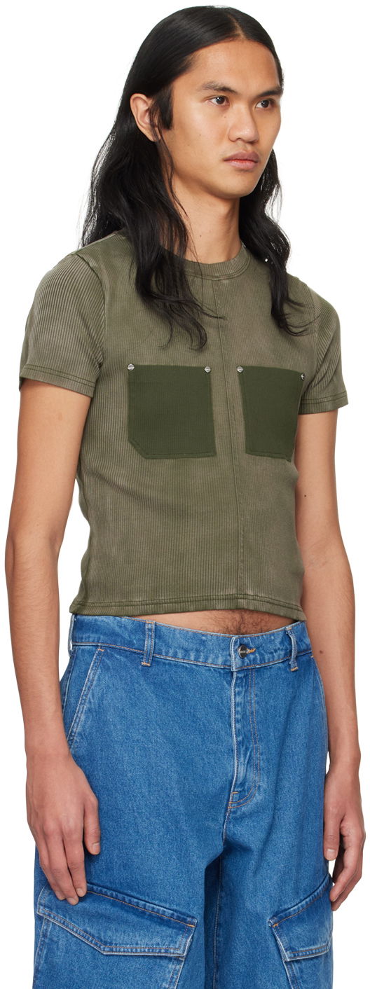 Тениска Dion Lee Sprayed Shrunken Rivet T-Shirt Зелено | C3168PS24, 1