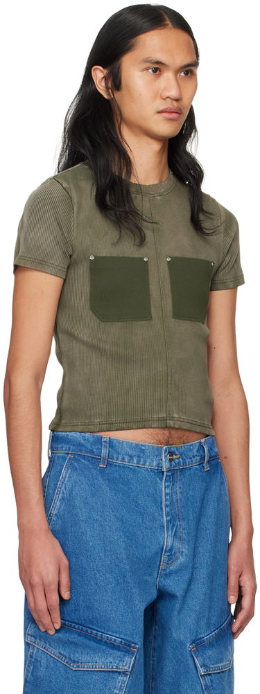 Тениска Dion Lee Sprayed Shrunken Rivet T-Shirt Зелено | C3168PS24, 1