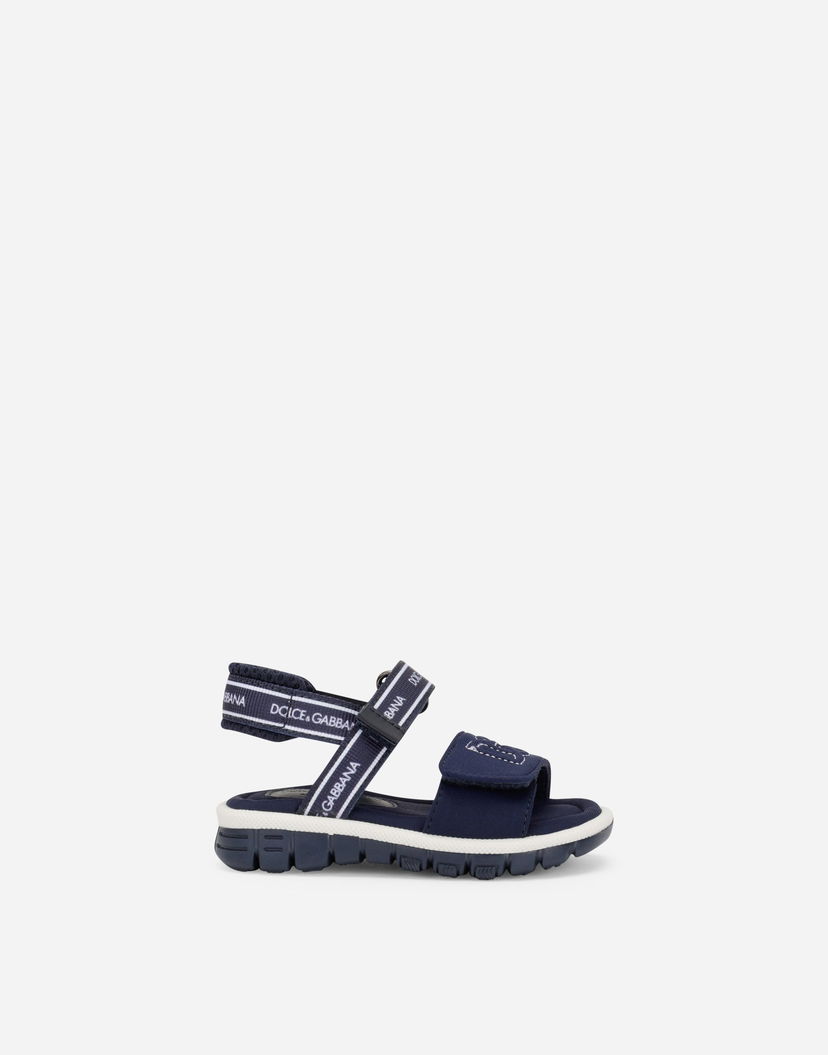 Кецове и обувки Dolce & Gabbana Technical Fabric Sandals With DG Logo For First Steps Тъмно синьо | DL0068AY2338D600