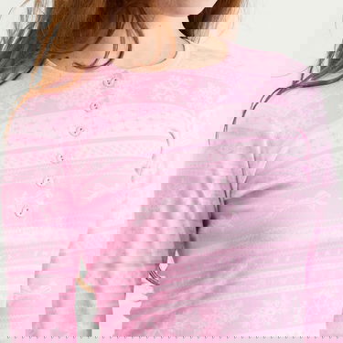 Пижама SKIMS Plush Pointelle Bow Fairisle Henley & Short Set Розово | ST-SST-10867W-BBW, 5