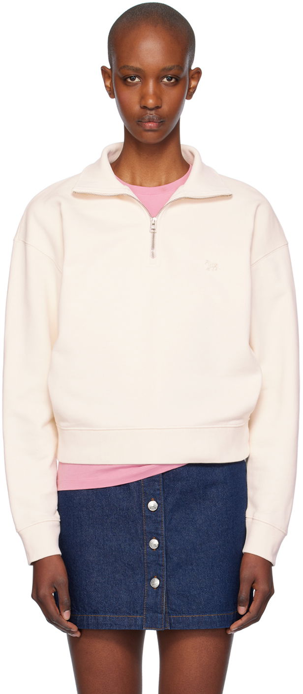 Суитчър MAISON KITSUNÉ Half-Zip Sweatshirt Бяло | MW00304KM0325, 0