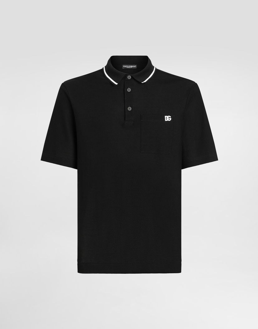 Поло тениска Dolce & Gabbana Dolce & Gabbana Cotton Piqué Polo Shirt with Pocket Черно | G8SN2ZHU7UTN0000