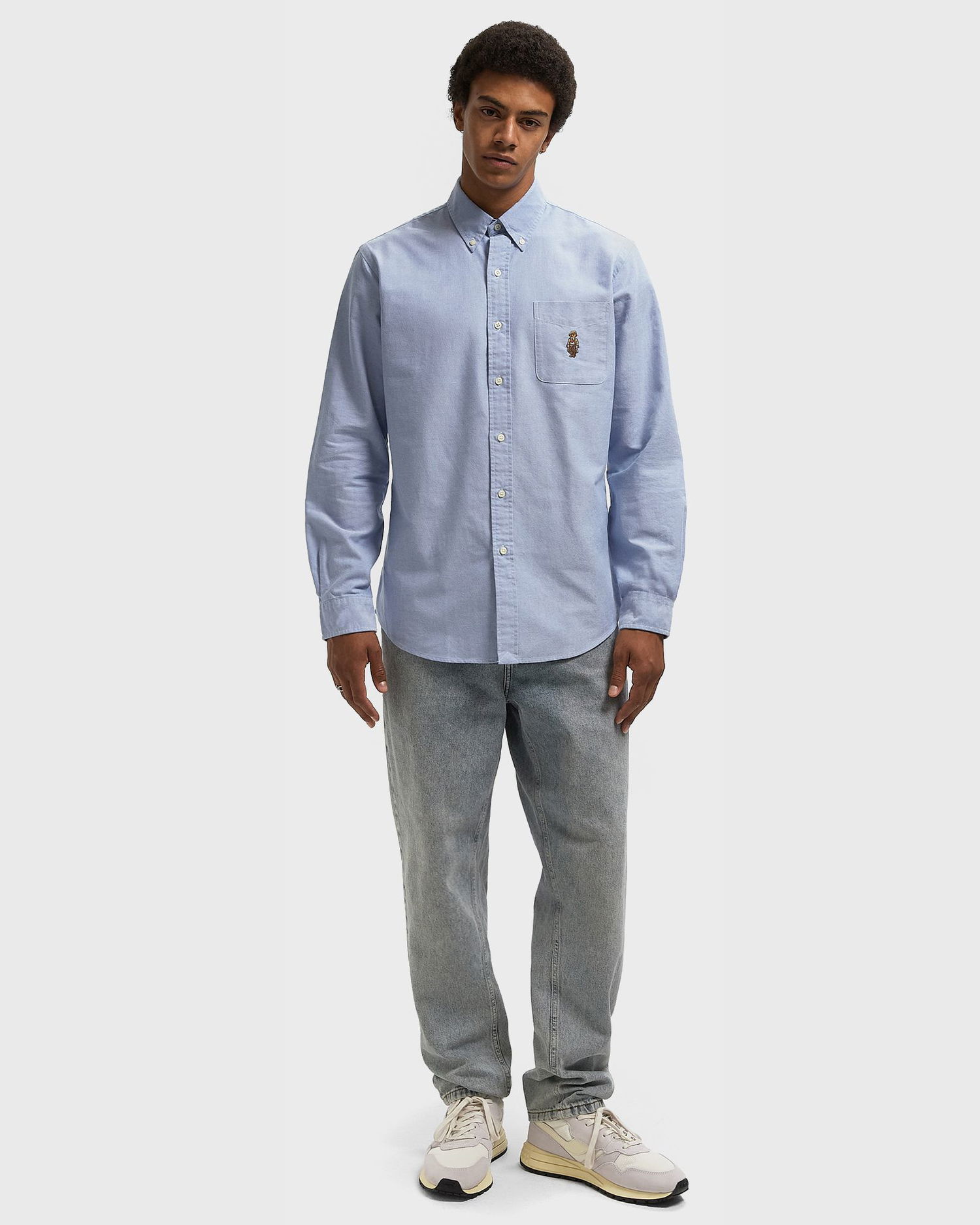 Риза Polo by Ralph Lauren Polo Bear Custom Fit Long Sleeve Button-Down Shirt Синьо | 710P00577001, 1
