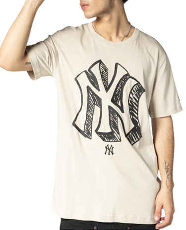 Тениска New Era New York Yankees Sketched Logo T-Shirt Бежово | 60571363-60571363, 0