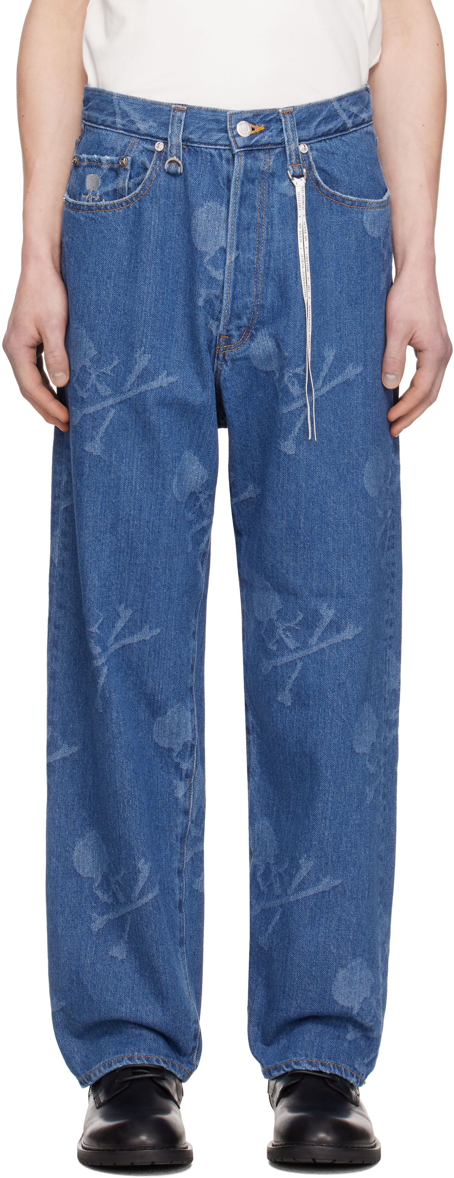 Дънки Mastermind WORLD MASTERMIND WORLD Monogram Straight Jeans Синьо | MW25S14-PA002-000, 0