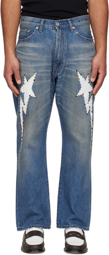 Дънки BAPE Colorful Studded Lightning Bolt 13oz Denim Jeans Синьо | 001DPL801002M, 0