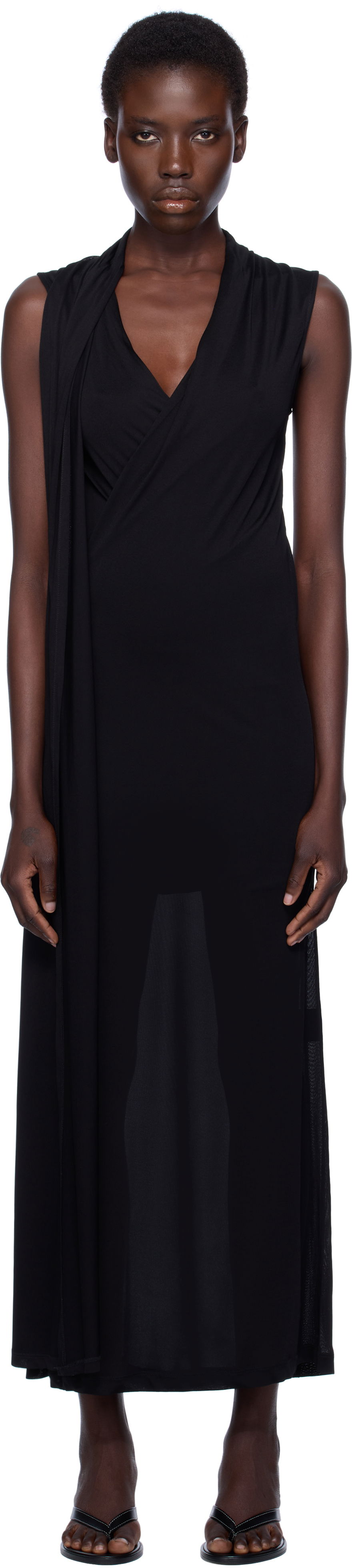 Pокля TOTEME TOTEME Overlapped Scarf Maxi Dress Черно | 253-WRD0235-FB0266, 0
