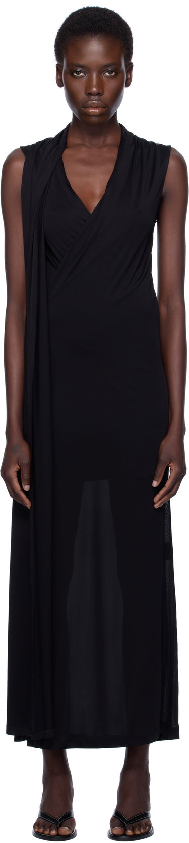 Pокля TOTEME TOTEME Overlapped Scarf Maxi Dress Черно | 253-WRD0235-FB0266, 0