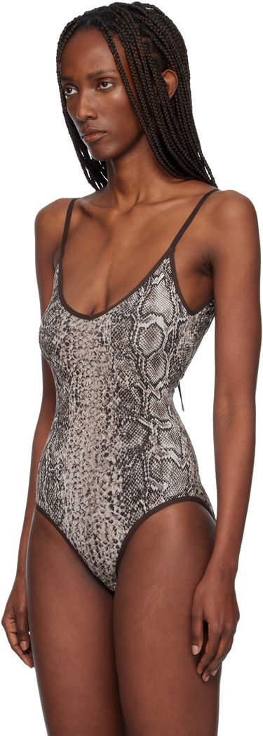 боди Baserange Snakeskin Print Spaghetti Strap Serra Bodysuit Кафяво | BSSE-CI-WI25, 3