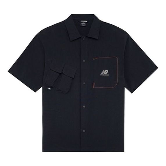 Риза New Balance Logo Short-Sleeve Shirt Черно | AMJ22360-BK