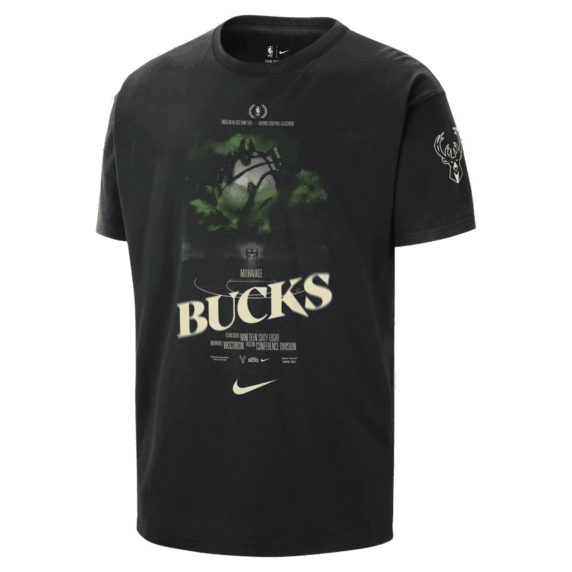 Тениска Nike NBA Bucks Courtside T-Shirt Черно | HJ2698-010