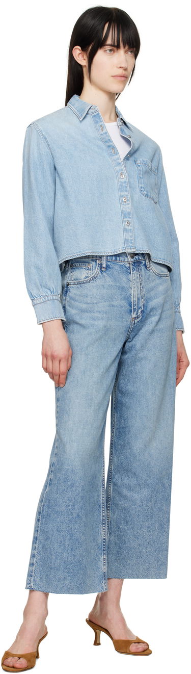 Риза rag & bone Rag & Bone Featherweight Cropped Maxine Denim Shirt Синьо | WDD25S1446UFGR, 3