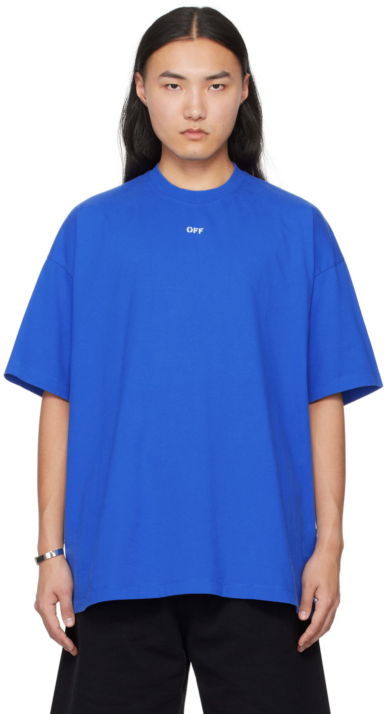 Тениска Off-White Blue Stamp T-Shirt Синьо | OMAA161S24JER0074601