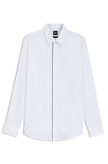 Риза BOSS Slim Fit Easy-Iron Cotton Poplin Shirt Бяло | 50545158, 0