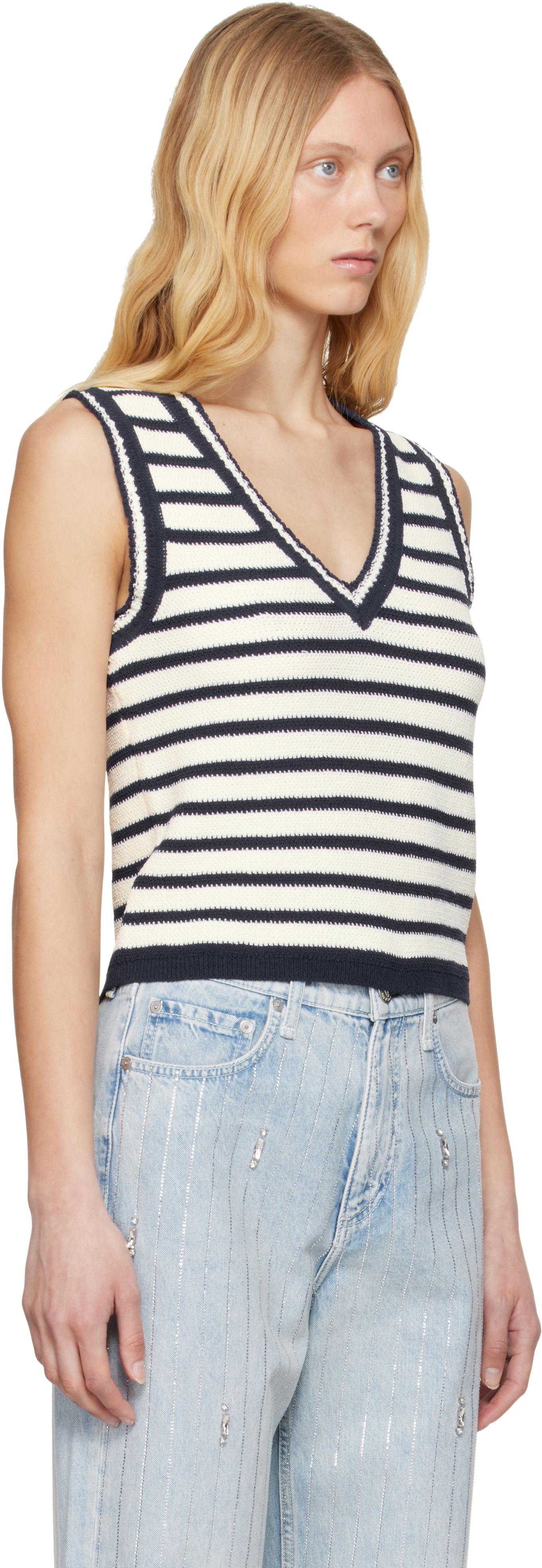 Пуловер rag & bone rag & bone Meghan Stripe Knit Vest Многоцветен | WAS25S062EC62, 1