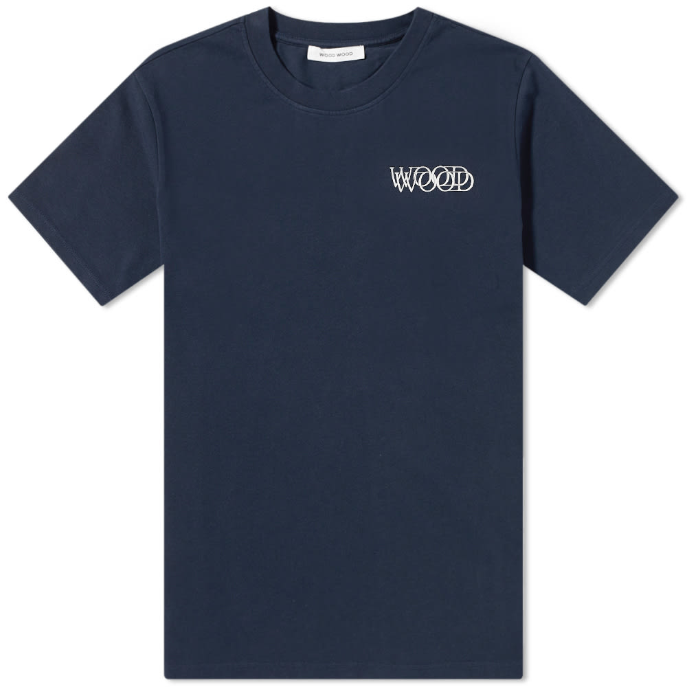 Тениска WOOD WOOD Sami Double Logo Tee Тъмно синьо | 12225712-2491-7000, 0