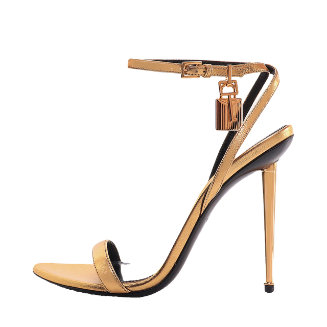 Metallic Leather Padlock Sandals