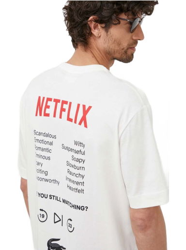 Тениска Lacoste x Netflix Loose Fit Organic Cotton T-shirt Бяло | TH7343