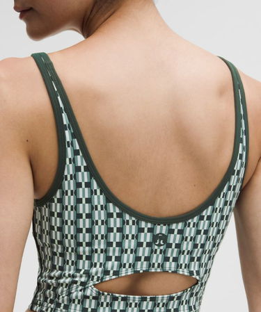 Комплект lululemon Geometric Pattern Cropped Tank Top B/C Cups Medium Support & Tennis Skirt Set Зелено | prod20002043, 4