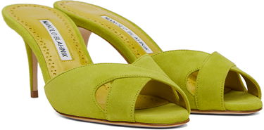 Аксесоари Manolo Blahnik Manolo Blahnik Mumbimu Suede Heeled Mules Зелено | 123-2180, 3