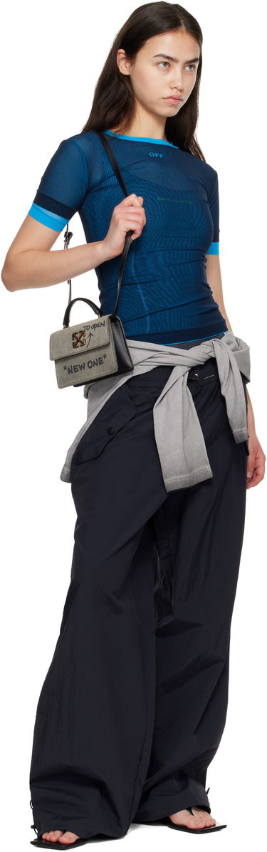 Дамска чанта Off-White Jitney Baby Quote Denim Bag with Crossed Arrows Hardware Сиво | OWNP063F25DEN0011110, 3