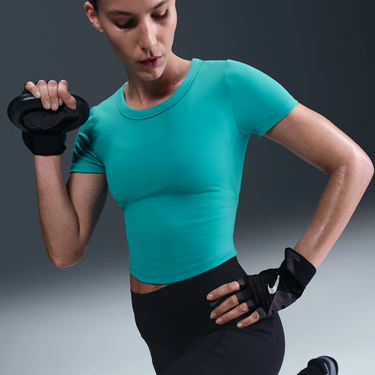 Съкратен топ Nike Nike One Fitted Dri-FIT Cropped Short Sleeve T-Shirt Тюркоазено | FN2804-345, 3