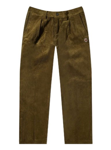 Панталони BAPE One Point Loose Fit Corduroy Pant Olive Drab Зелено | 001PTH701007M-OLD