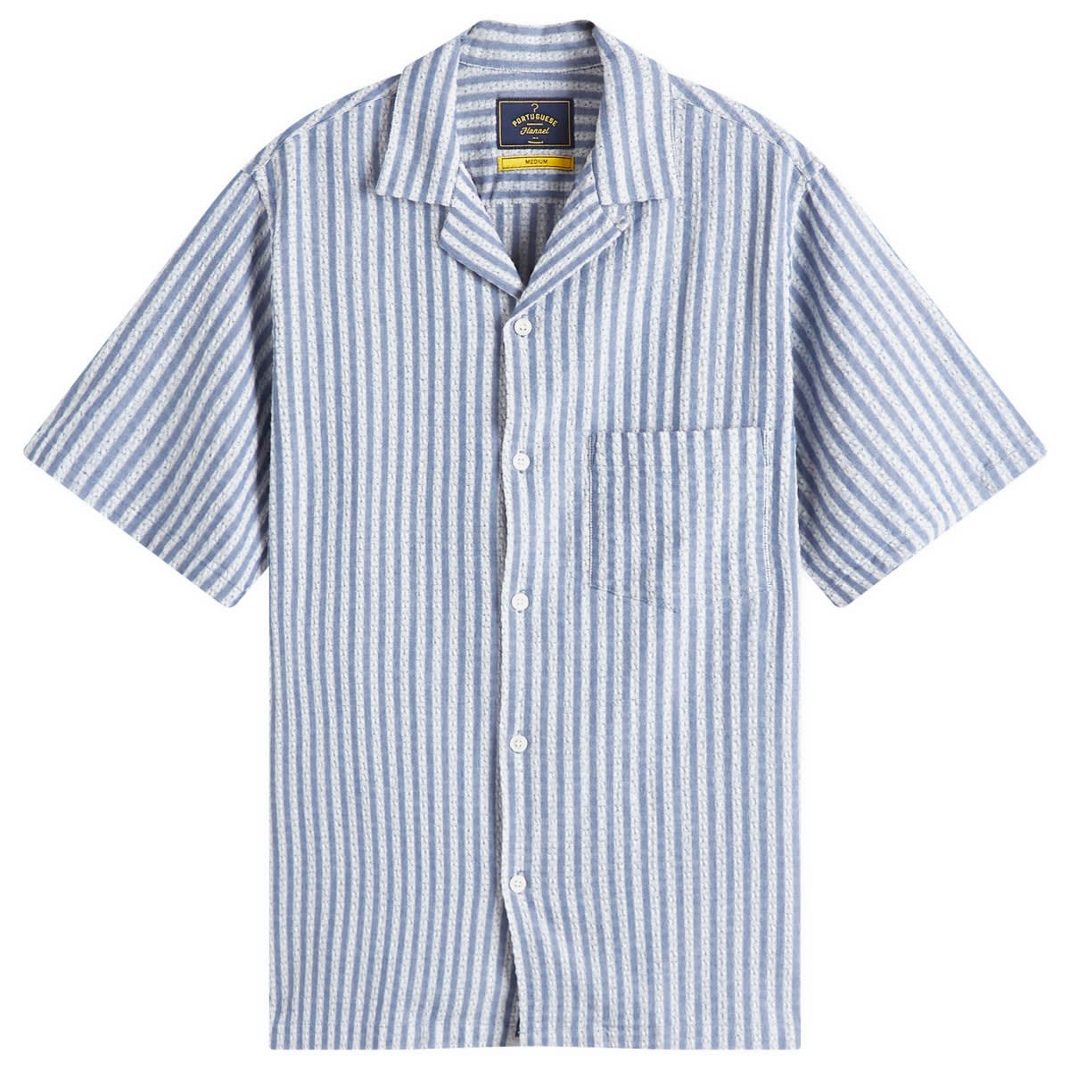 Риза Portuguese Flannel Jacquard Stripe Chambray Vacation Shirt Синьо | SS25-045-BLU, 0