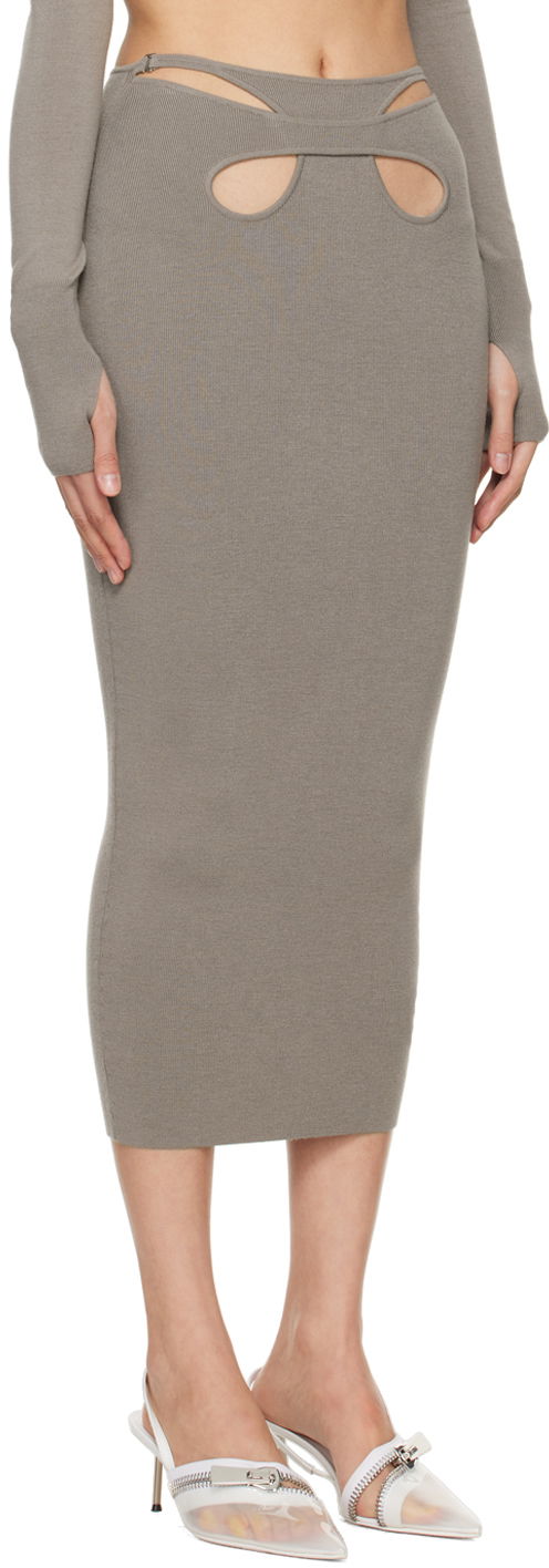 Пола Dion Lee Cutout Detail Knit Midi Skirt Сиво | A7784PS24, 1