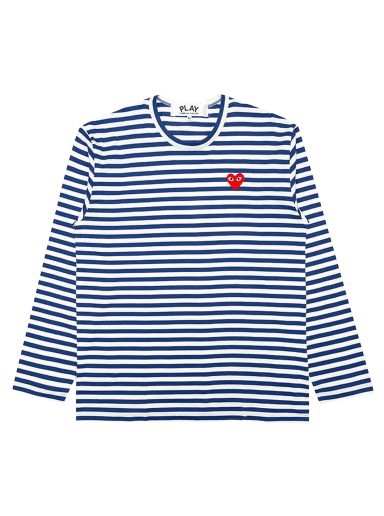 Тениска Comme des Garçons PLAY Striped Big Heart Tee Тъмно синьо | AZ T164 051 2