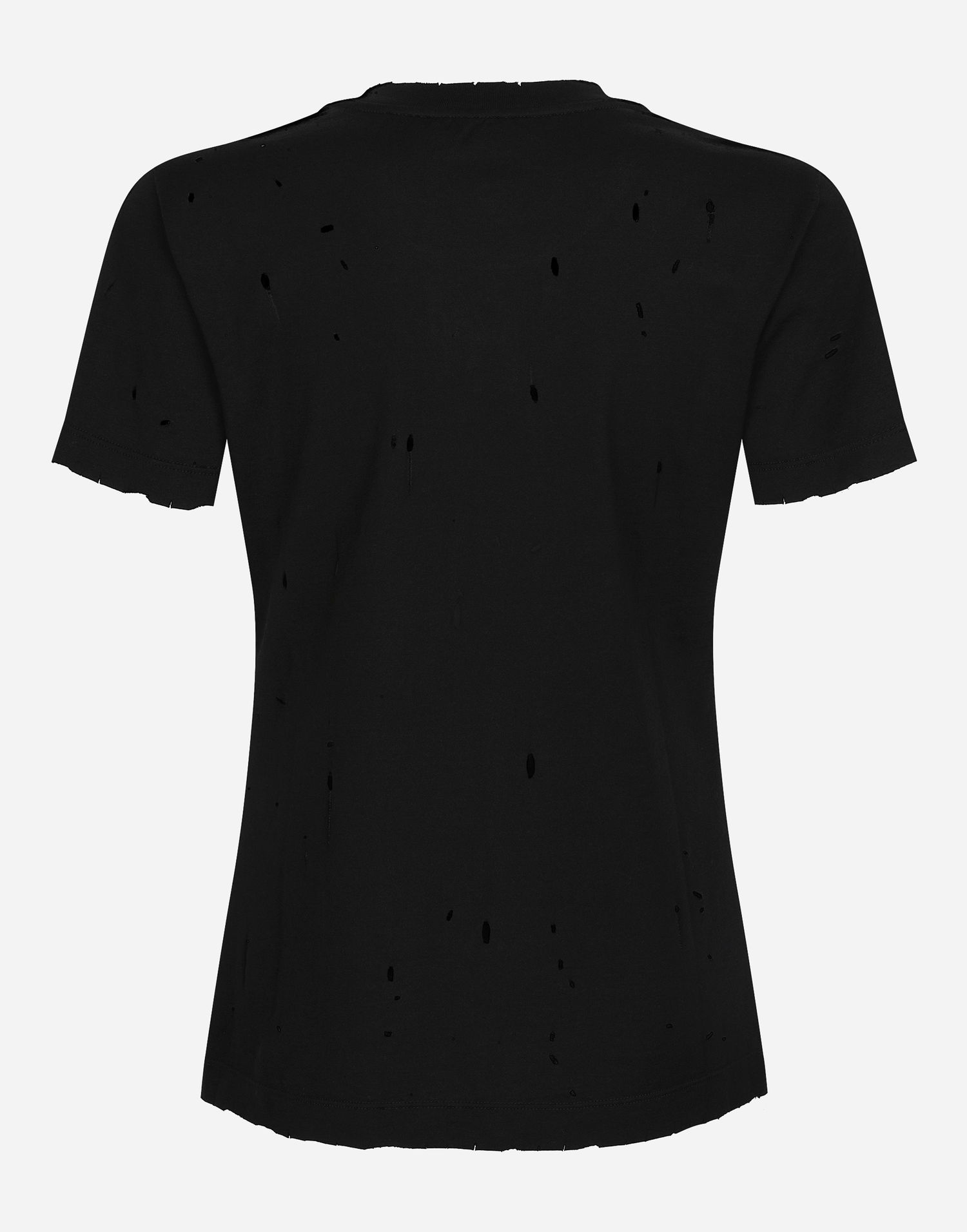 Тениска Dolce & Gabbana Jersey T-shirt With Rips And Tag Черно | F8T00TG7H4UN0000, 1