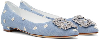 Облекло Manolo Blahnik Manolo Blahnik Hangisiflat Daisy Ballerina Flats Синьо | 124-2560-0001, 3