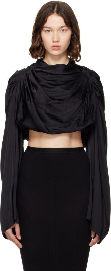 Съкратен топ Rick Owens Rick Owens Hollywood Claudette Draped Crop Top Черно | RO01E7264 SCH, 0