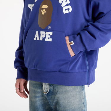 Суитчър BAPE College Puffy Relaxed Fit Pullover Hoodie Синьо | 001PPK801012M BLU, 2