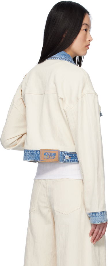 Яке Moschino Moschino Jeans Textured Cotton Hemp Cropped Jacket Бяло | 251K20509, 2