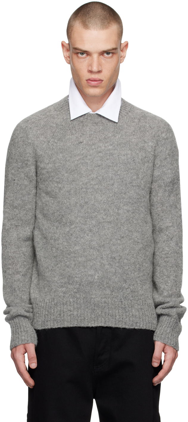 Пуловер Dries Van Noten Alpaca Crewneck Sweater Сиво | 242-021242-9709