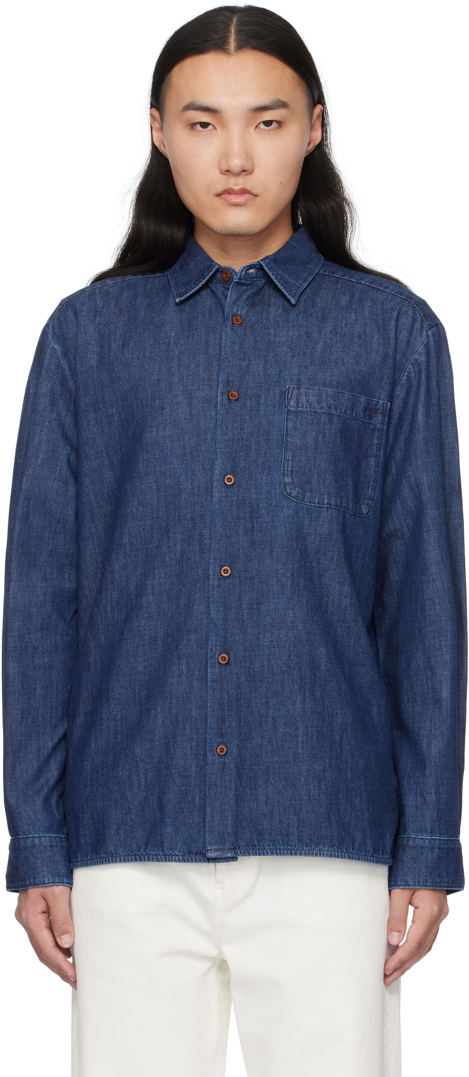 Риза A.P.C. Denim Shirt Синьо | COGXF-H12553, 0
