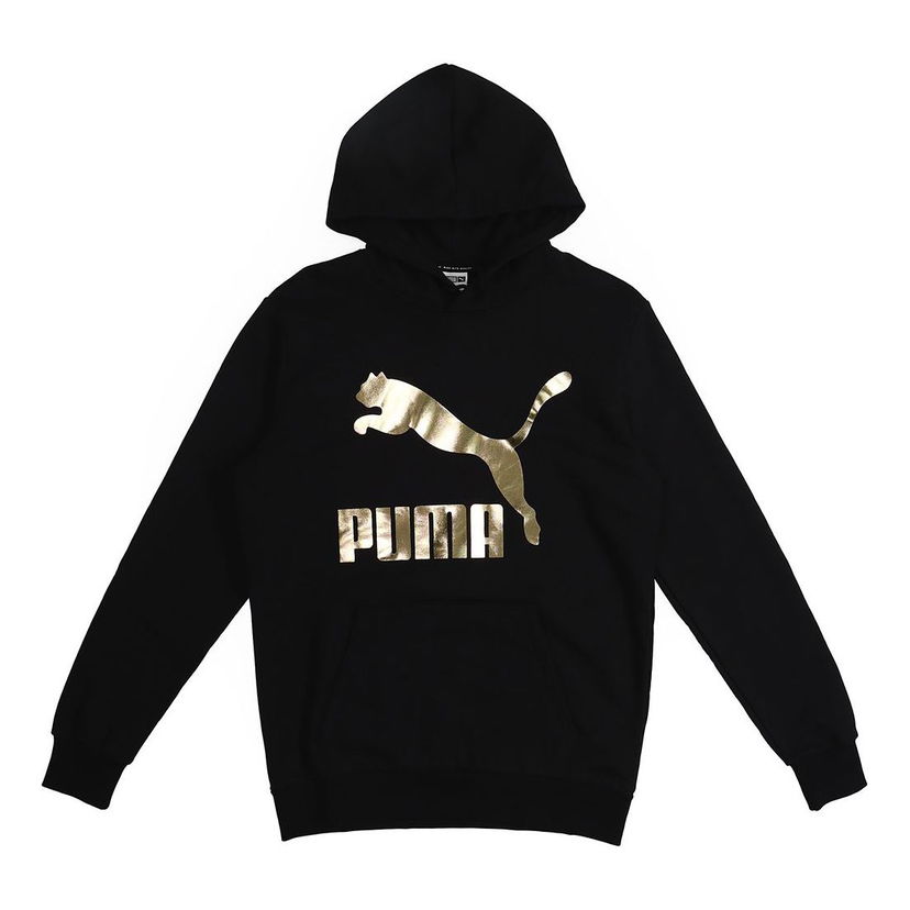 Суитчър Puma Classics Gold Logo Pullover Hoodie Черно | 595907-51