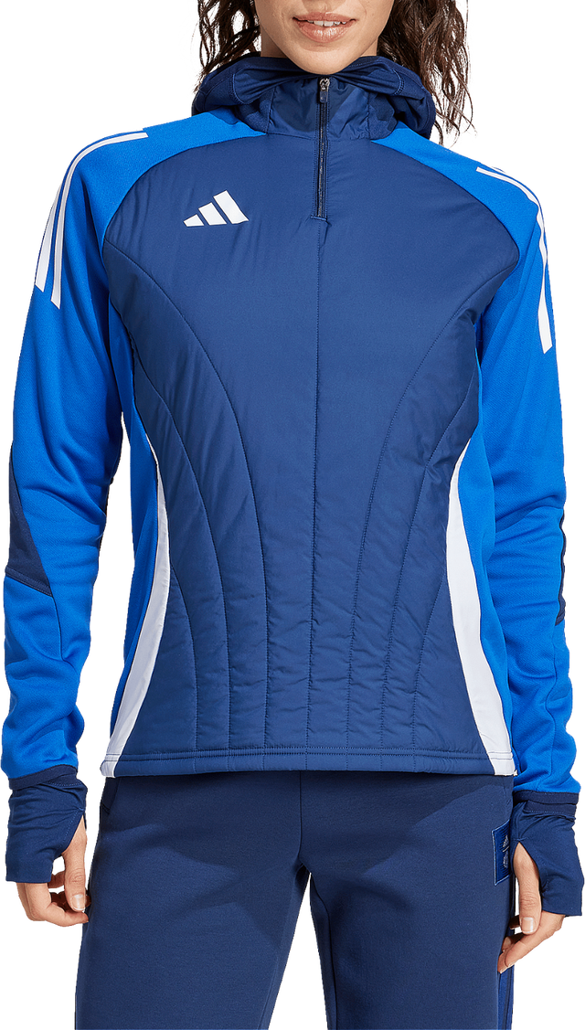 Tiro 24 Competition Winterized Hooded Padded Quarter-Zip Training Top with Thumbholes