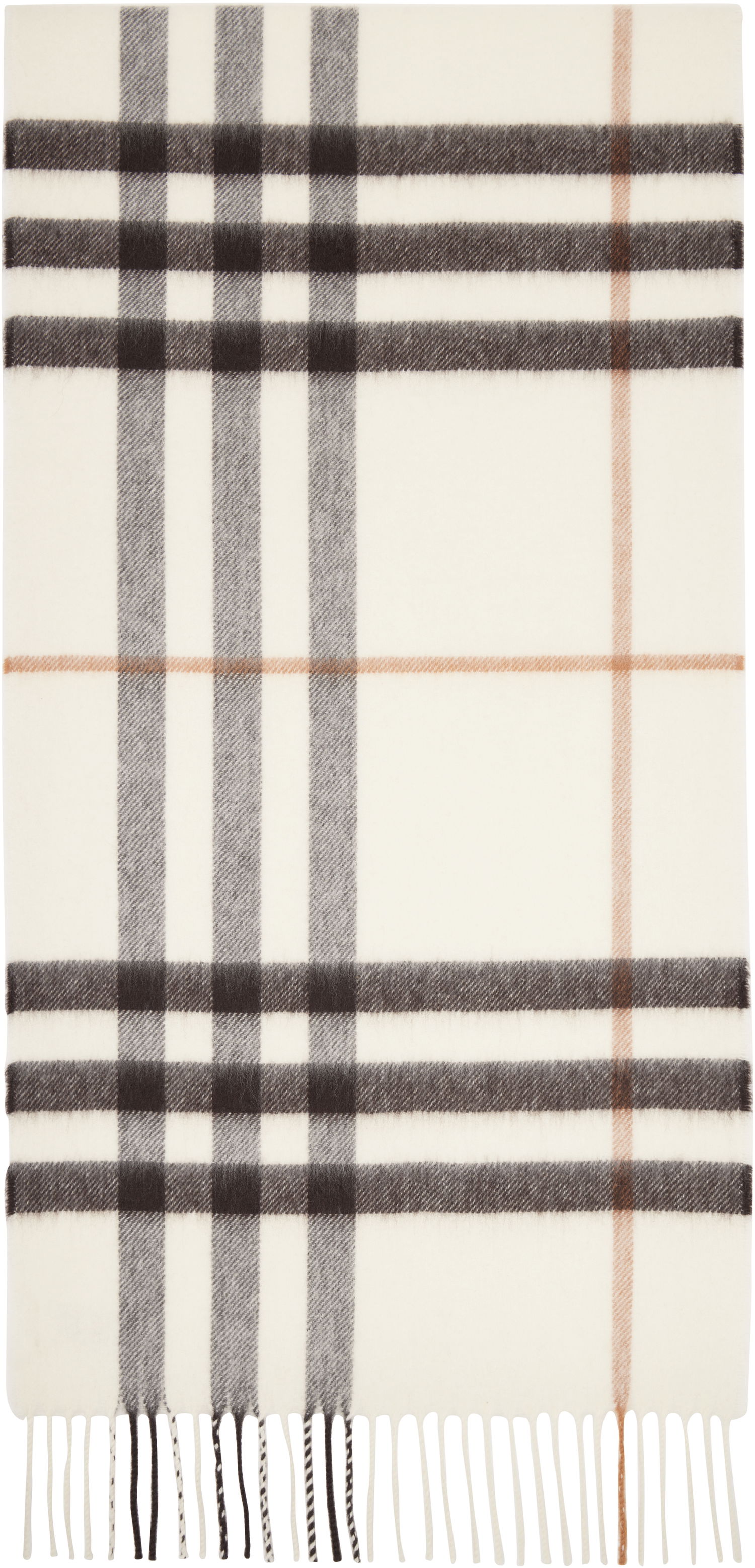 Шал Burberry Burberry Check Cashmere Scarf Бяло | 8112634, 0