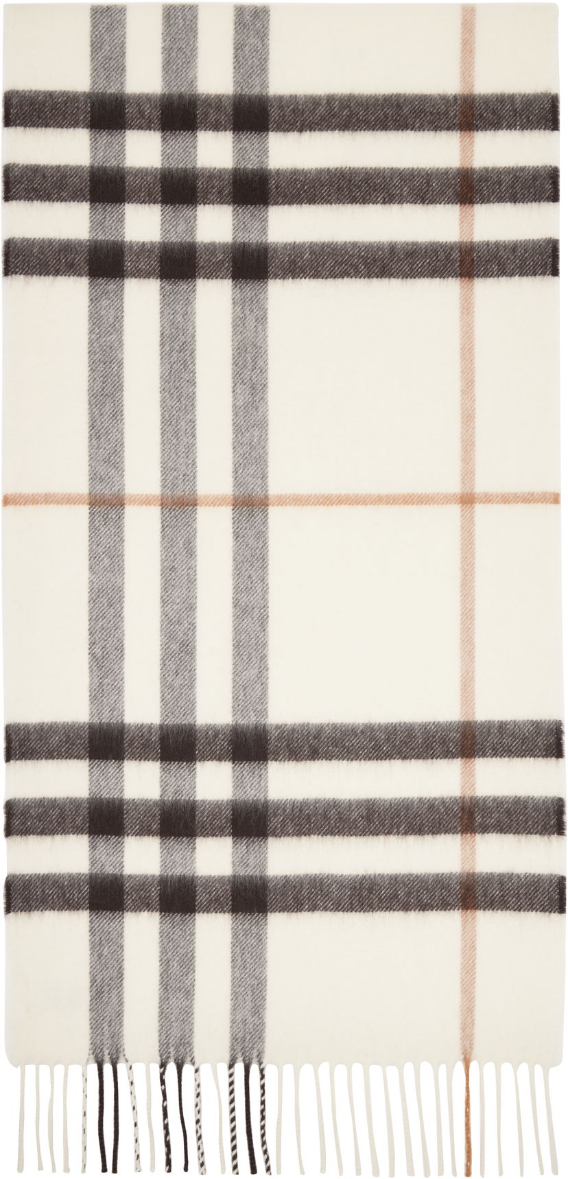 Шал Burberry Burberry Check Cashmere Scarf Бяло | 8112634
