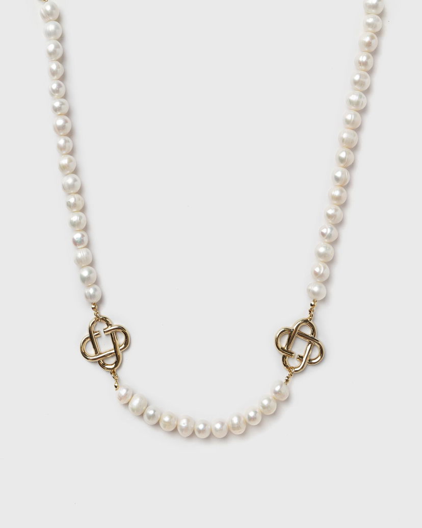 Колие Casablanca Pearl Logo Necklace Бяло | APF25-JW-085-01