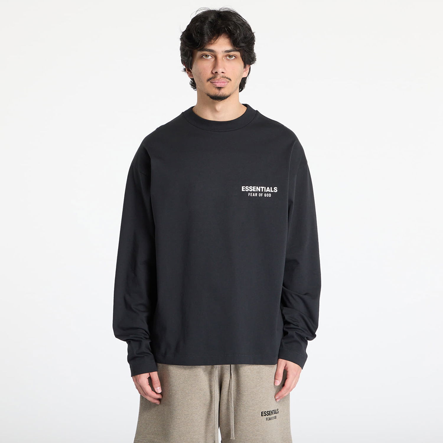 Пуловер Fear of God Fear of God Essentials Classic Fit Long Sleeve T-Shirt Черно | 125AS254200F-861, 0