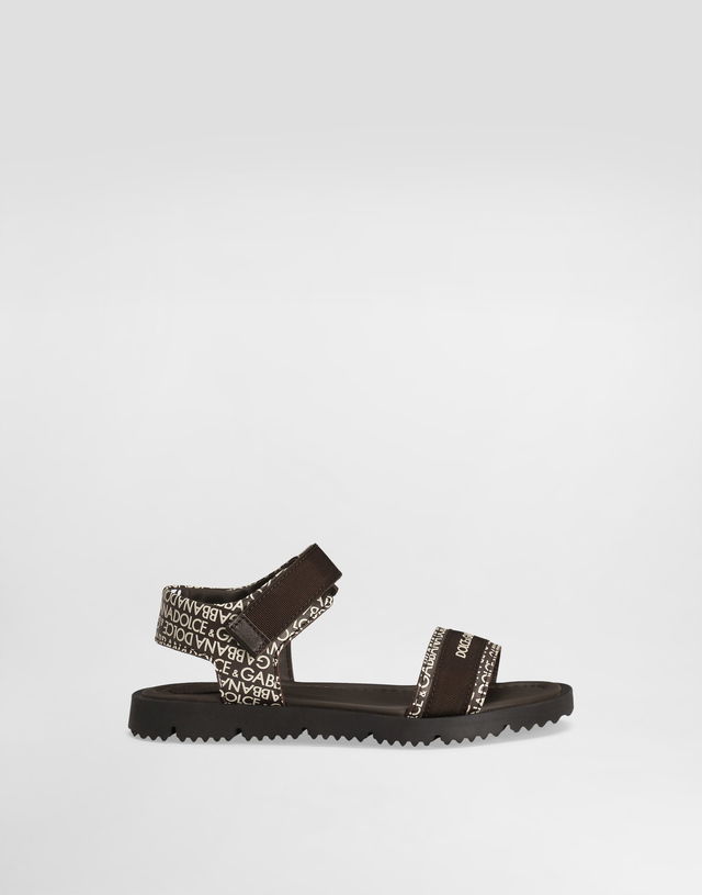 Dolce & Gabbana Calfskin Logo Print Sandals