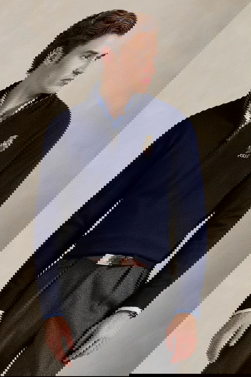 Пуловер Polo by Ralph Lauren Wool Half-Zip Polo Bear Sweater Тъмно синьо | 710978300, 0