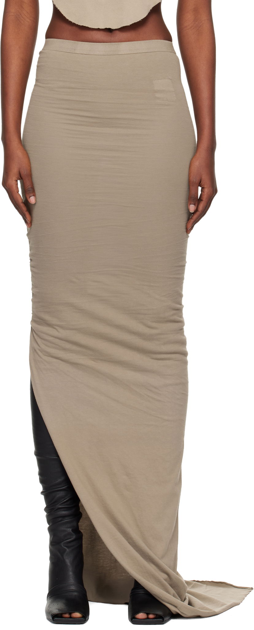 Пола Rick Owens Rick Owens DRKSHDW Concordians Soft Edfu Maxi Skirt Бежово | DS02E7337 RN