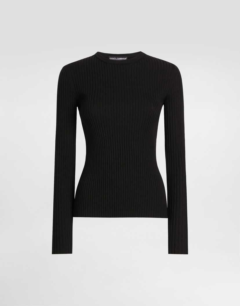 Пуловер Dolce & Gabbana Dolce & Gabbana Wool Ribbed Fitted Sweater Черно | FXX65TJDVDCN0000