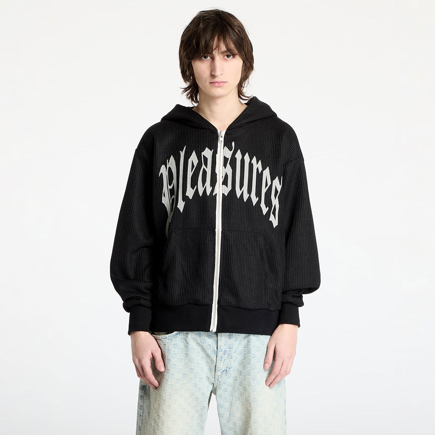 Суитчър Pleasures PLEASURES Twitch Knitted Zip Hoodie Черно | P25SP007 BLACK, 0